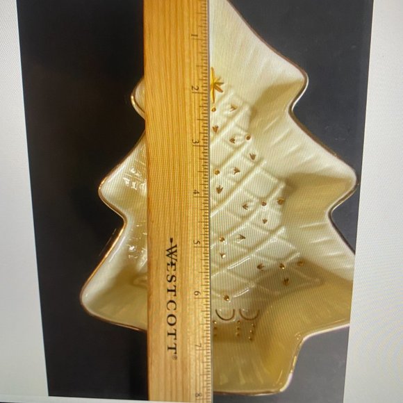 Christmas Tree Candy Dish Formalities by Baum Brothers Ivory and Gold - Picture 7 of 7